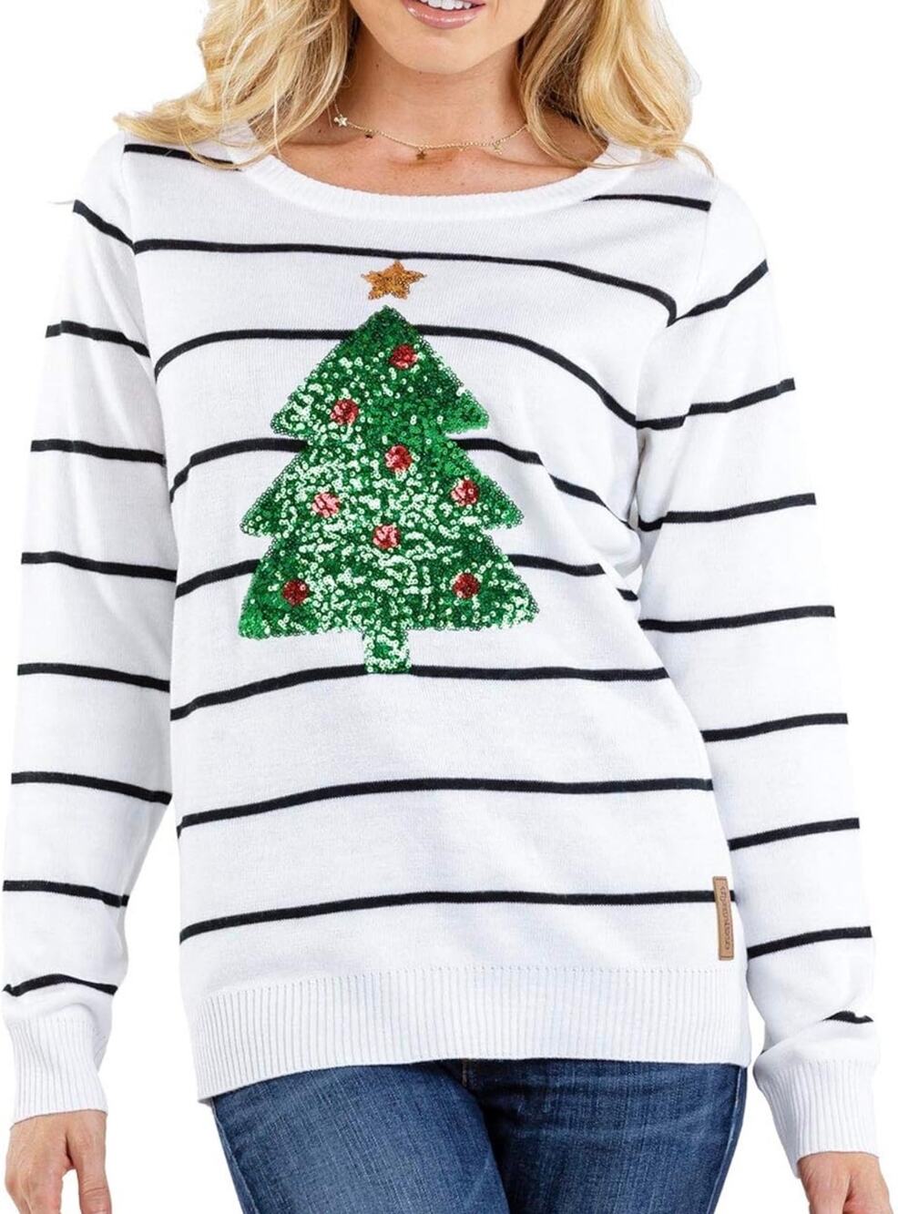 NWT Tipsy Elves Women's Ugly Christmas Tree Embellished Sweater Sz XL